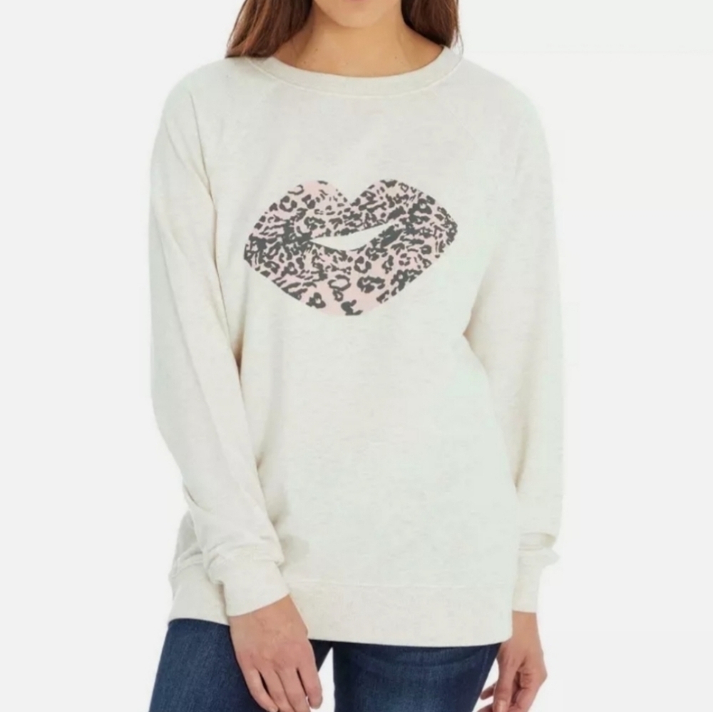 Wildfox Statement Animal Print Lips Sweatshirt XXL